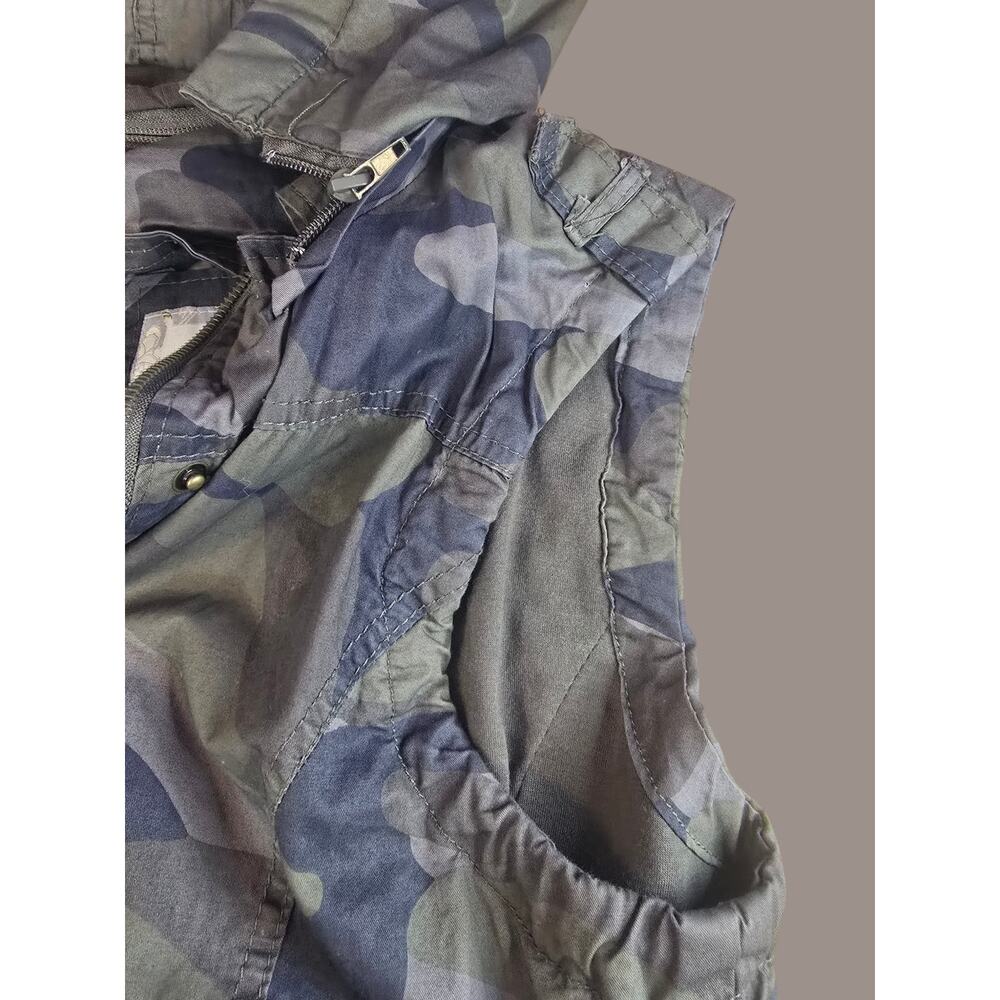 YMI Camo Military Field Vest Zip Off Hood Drawstring Waist M image 3